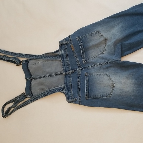 *LAST CHANCE ITEM!*  Kancan Overalls w/ Distressing & Raw Shaggy Hem - Picture 4 of 6
